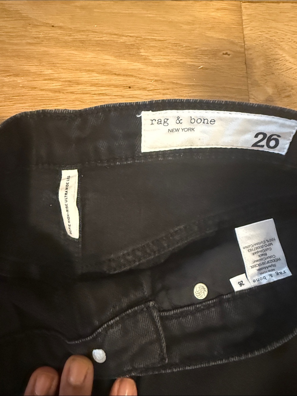 rag & bone Black Wide-Leg High-Rise Jeans - Picture 4 of 7